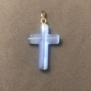 Neon Blue Colored See Through Cross Pendant
